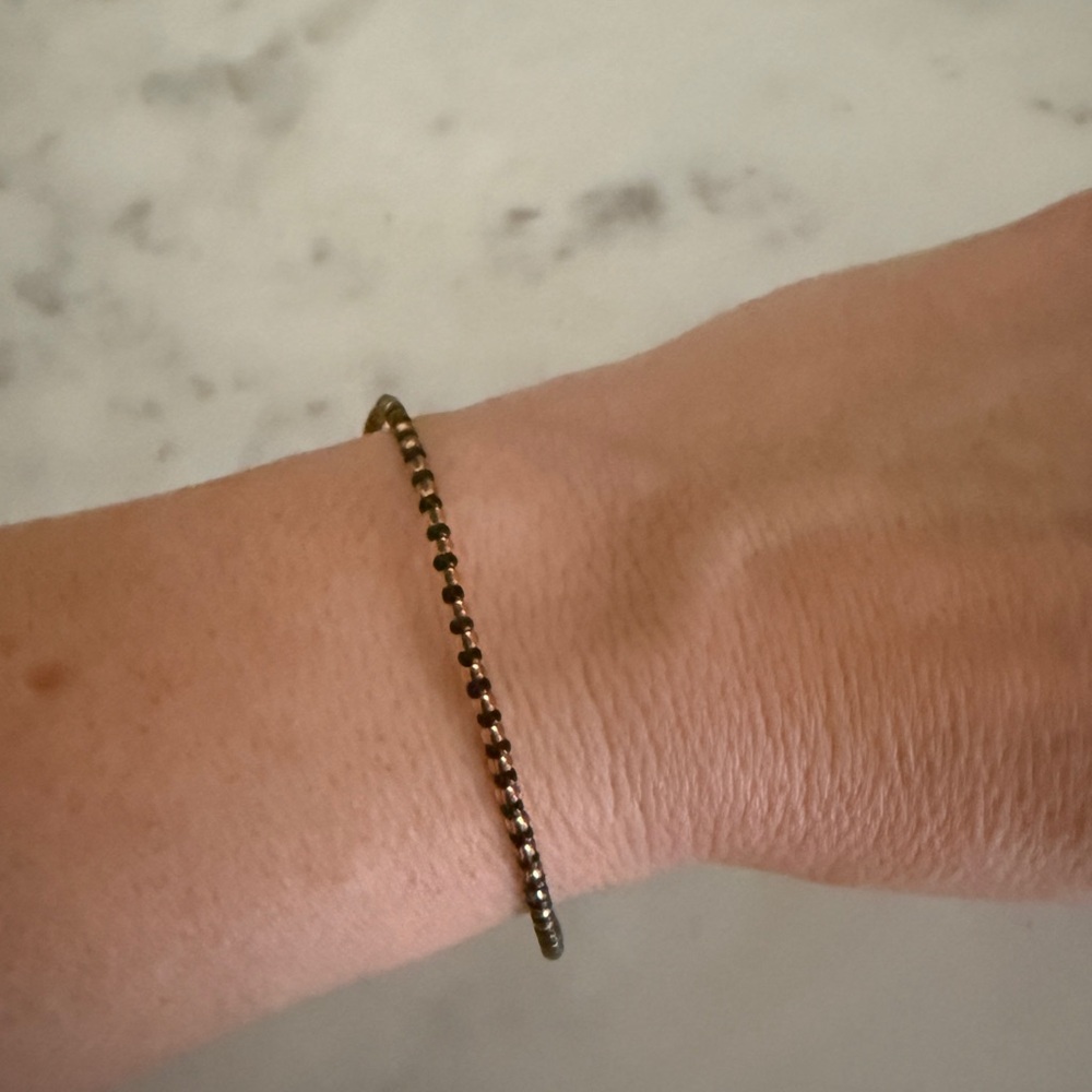 Croatian handbeaded dainty adjustable Black and Gold Beaded Bracelet